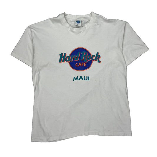 Maui Hard Rock Cafe Graphic T-Shirt - XL White Cotton