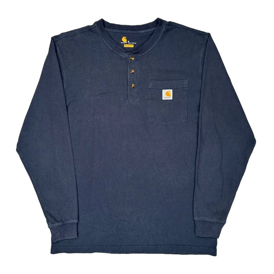 Carhartt Long Sleeve T-Shirt - Medium Navy Cotton