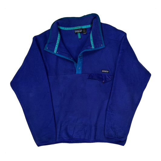 Vintage Patagonia Snap T Fleece - XL Blue Polyester