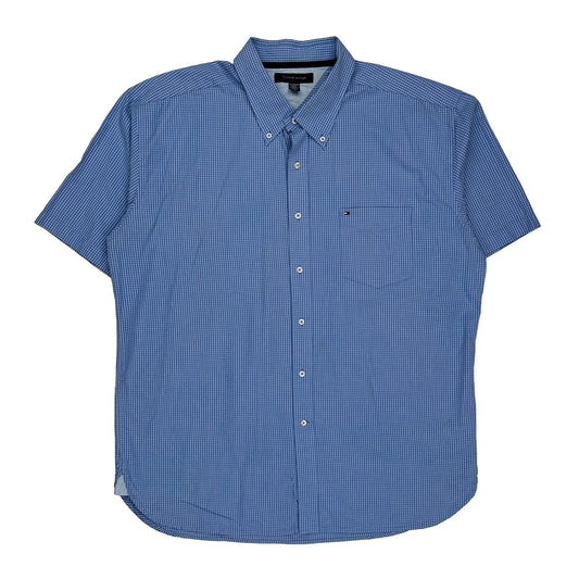 Tommy Hilfiger Checked Short Sleeve Shirt - XL Blue Cotton