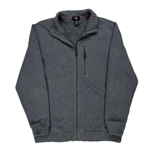 Calvin Klein Zip Up - XL Grey Cotton Blend