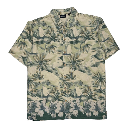 Cherokee Floral Hawaiian Shirt - Medium Beige Silk