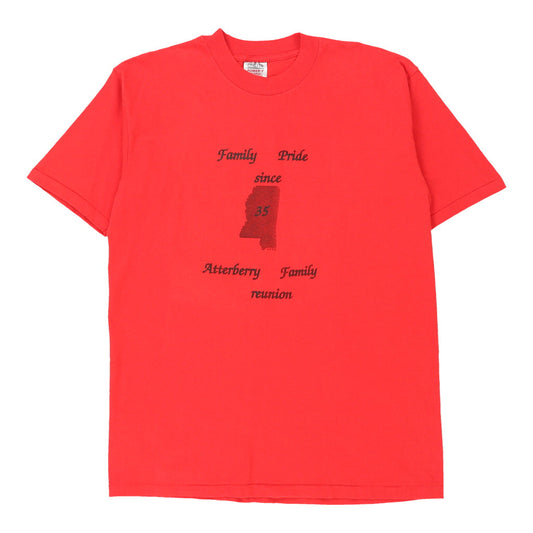 Vintage red Single Stitch Atterberry Family Reunion. Oneita T-Shirt - mens x-large