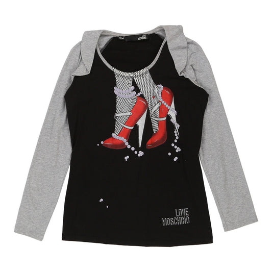 Love Moschino Graphic Long Sleeve Top - Medium Black Cotton Blend