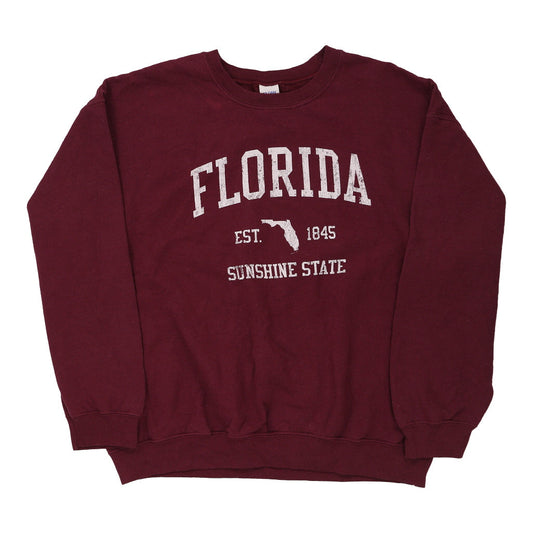 Vintage burgundy Florida Gildan Sweatshirt - mens x-large