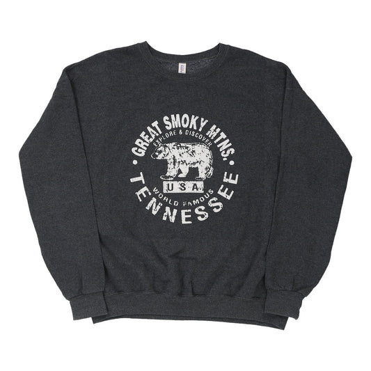Vintage grey Great Smoky Mountains Tennessee Jerzees Sweatshirt - mens x-large