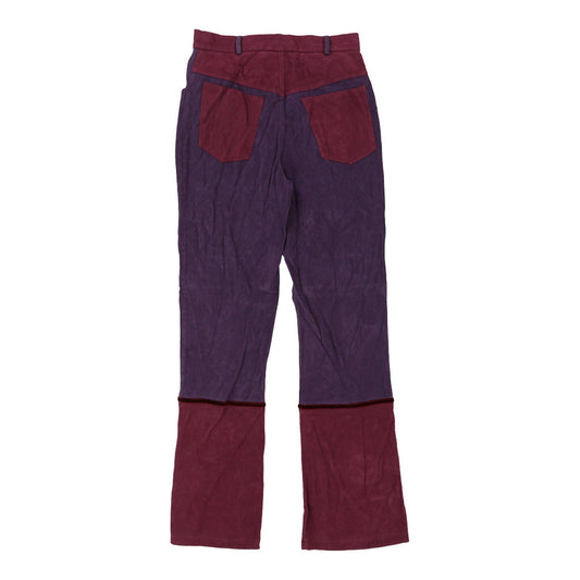 Vintage Elsy Embroidered Trousers - 27W UK 8 Purple Cotton Blend