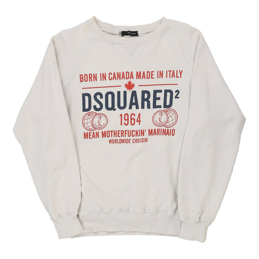 Vintage Dsquared2 Graphic Sweatshirt - Medium White Cotton Blend