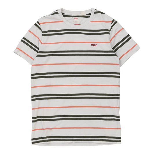 Vintage Levis Striped T-Shirt - Small White Cotton