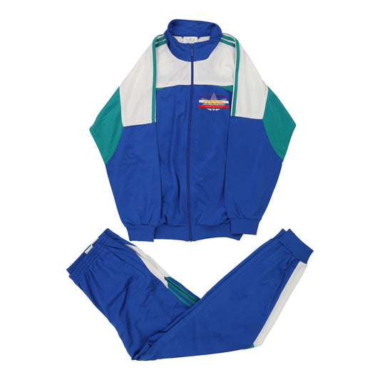 Vintage Adidas Full Tracksuit - Large Blue Polyester