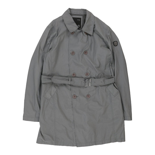 Vintage Ad Hoc Trench Coat - Large Grey Polyester Blend