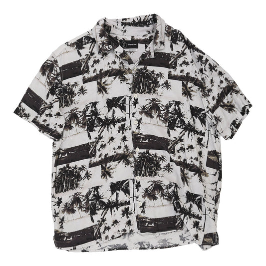 Vintage Original Use Hawaiian Shirt - Large Black & White Cotton