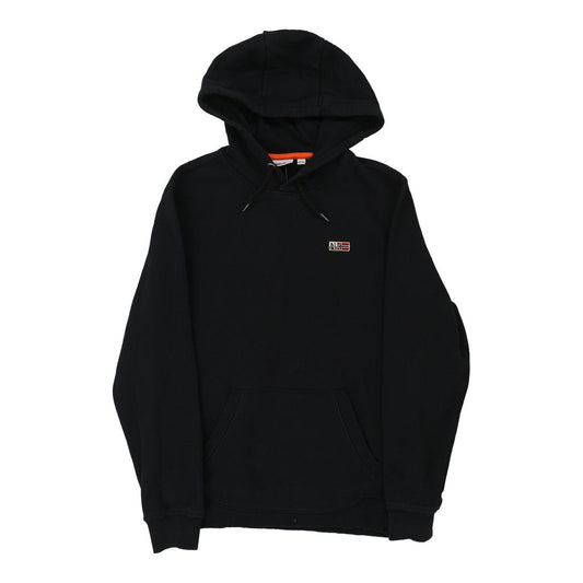 Vintage Napapijri Hoodie - Small Black Cotton Blend