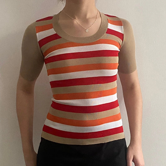 Vintage beige 1970s Fauler Top - womens xx-small