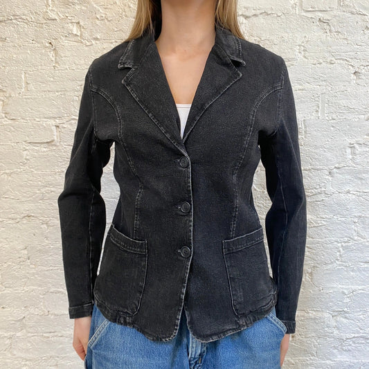 Vintage black Noyes Denim Jacket - womens medium