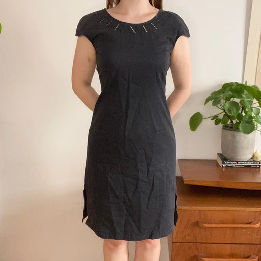 Valentino Sheath Dress - Small Black Cotton