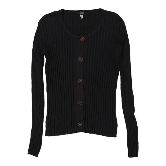 Vintage Armani Jeans Cardigan - Large Navy Cotton Blend