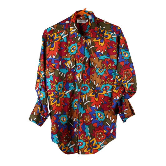 Vintage Josephine Patterned Shirt - Medium Multicoloured Polyester