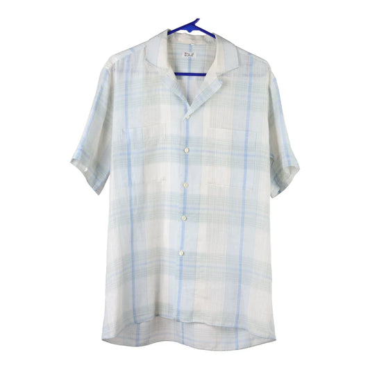Vintage Unbranded Checked Short Sleeve Shirt - Large White Viscose Blend