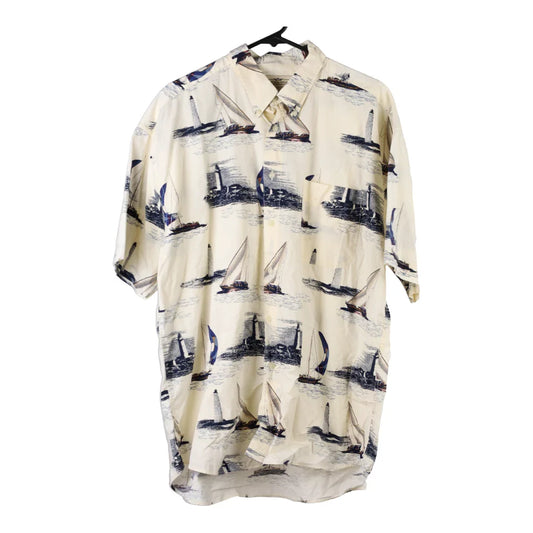 Vintage Natural Issue  Graphic Hawaiian Shirt - XL Beige Viscose Blend