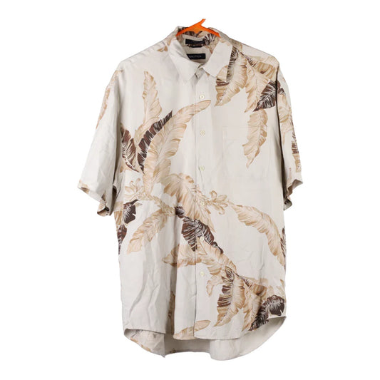 Vintage Nautica Floral Hawaiian Shirt - Large Beige Viscose Blend