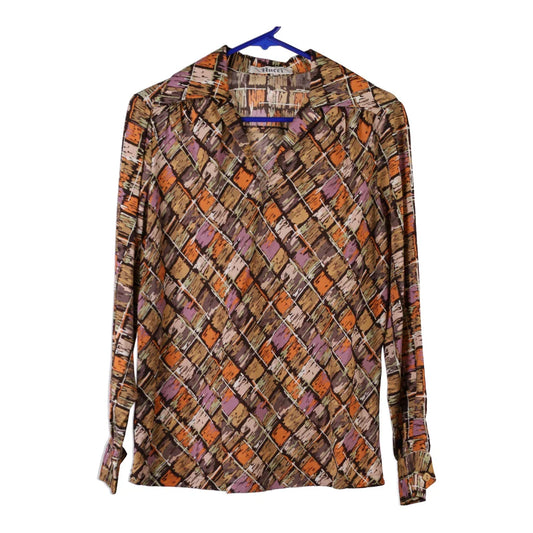 Vintage Unbranded Patterned Shirt - Large Brown Viscose Blend