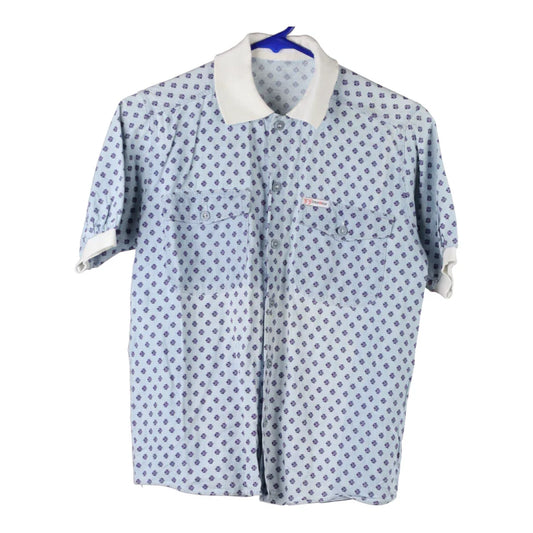 Vintage Free Wear Short Sleeve Shirt - Medium Blue Viscose Blend