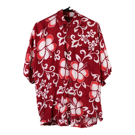 Vintage Island Life Floral Hawaiian Shirt - Medium Red Viscose Blend