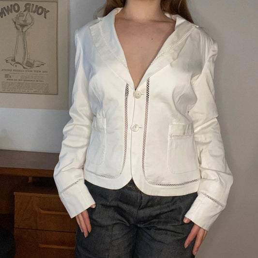 Red Valentino Blazer - Medium White Cotton