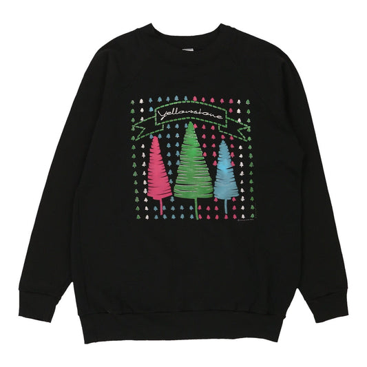 Vintage black Made in U.S.A. Yellowstone Textile Prints Sweatshirt - mens large