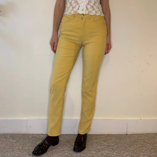 Vintage yellow Roccobarocco Trousers - womens 28" waist