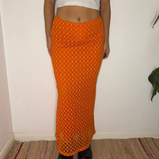 Vintage orange Planet Fashion Maxi Skirt - womens 26" waist