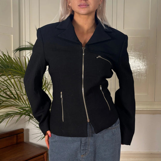 Vintage black Swish Jacket - womens medium