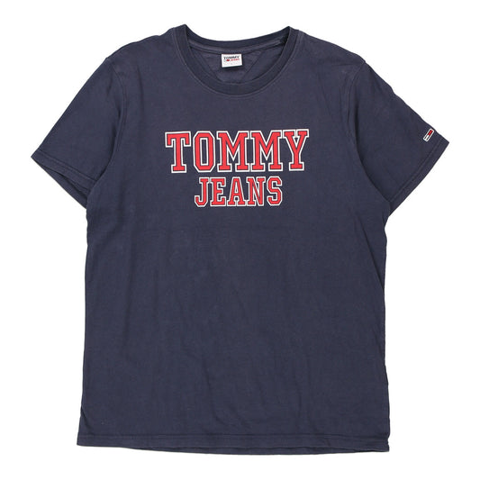 Vintage Tommy Jeans Spellout T-Shirt - Large Navy Cotton