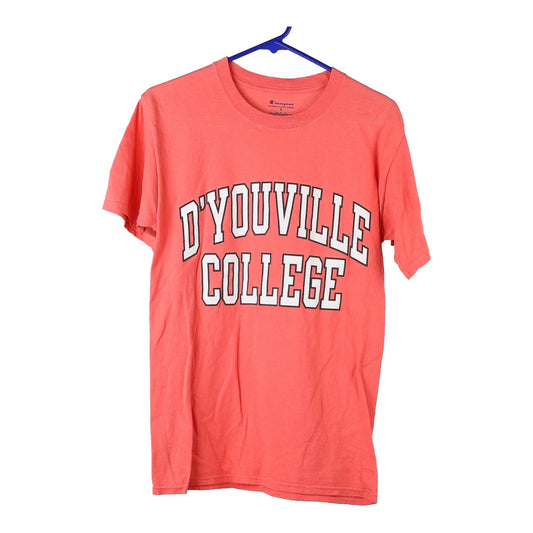Vintage D'Youville College Champion T-Shirt - Small Pink Cotton