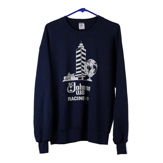 Vintage navy Made in USA Johnson Wax Jerzees Sweatshirt - mens large