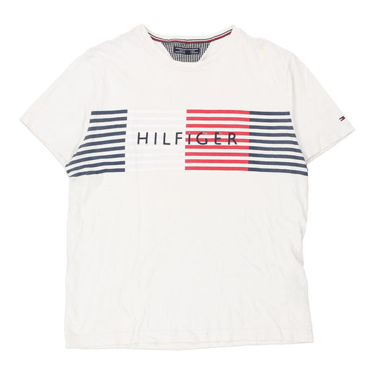 Vintage Tommy Hilfiger Graphic T-Shirt - XL White Cotton