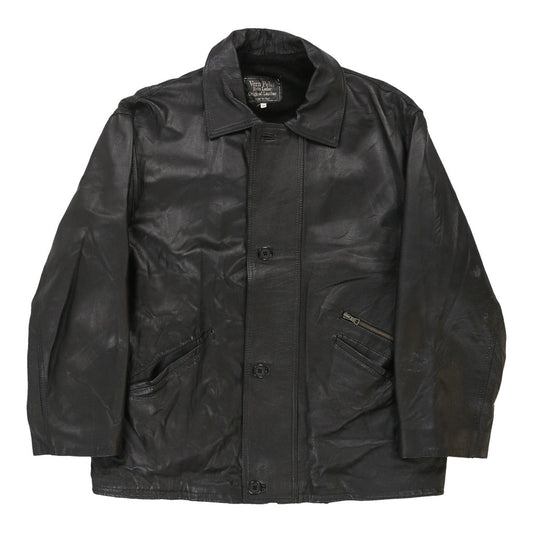 Vintage Unbranded Leather Jacket - XL Black Leather