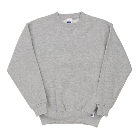 Vintage Age 8-10 Russell Athletic Sweatshirt - Small Grey Cotton Blend