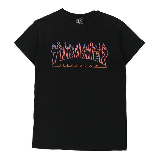 Vintage Thrasher Graphic T-Shirt - Small Black Cotton