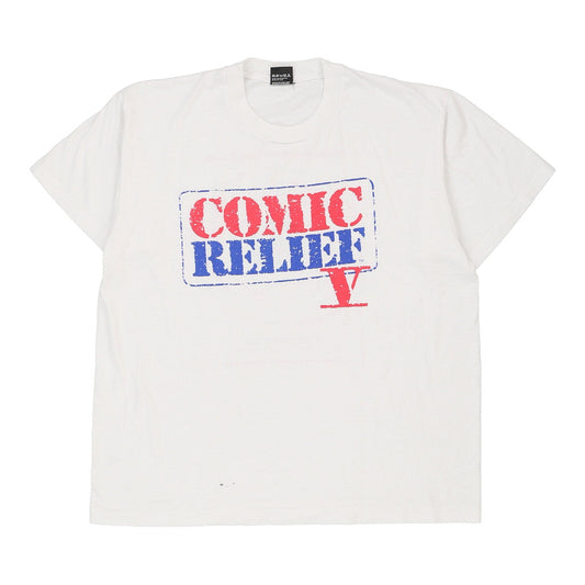 Vintage white Made in USA Comic Relief  Screen Stars T-Shirt - mens x-large