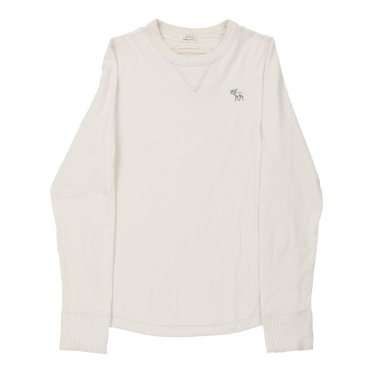 Vintage cream Abercrombie & Fitch Long Sleeve T-Shirt - mens medium