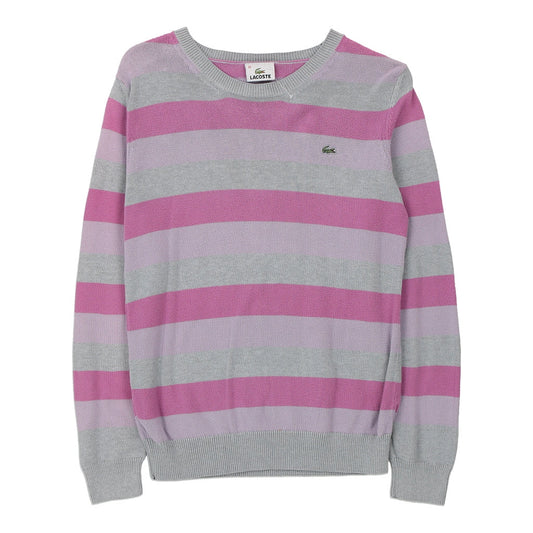 Vintage Lacoste Striped Jumper - Small Pink Cotton