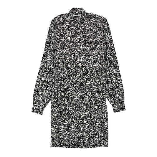 Vintage Essentiel Antwerp Floral Shirt Dress - Small Black & White Nylon Blend