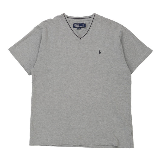 Vintage Ralph Lauren V-neck T-Shirt - Large Grey Cotton