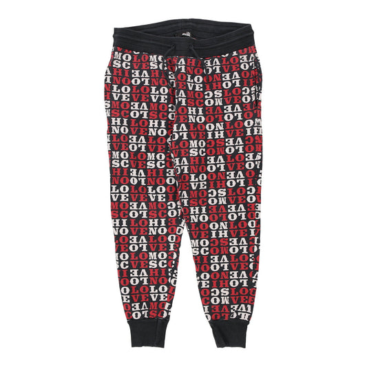 Vintage Love Moschino Spellout Joggers - Large Black Cotton Blend