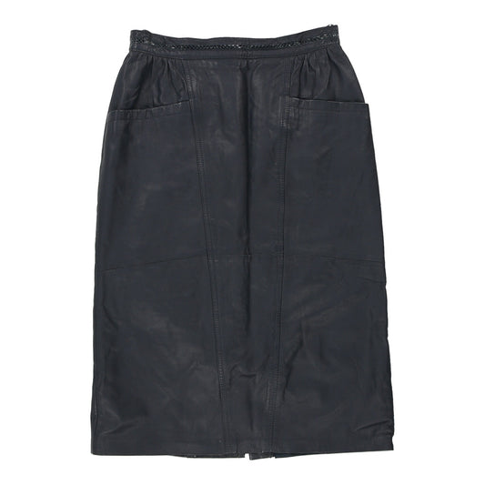 Vintage Classic Pelz Leder Skirt - 27W UK 8 Navy Leather