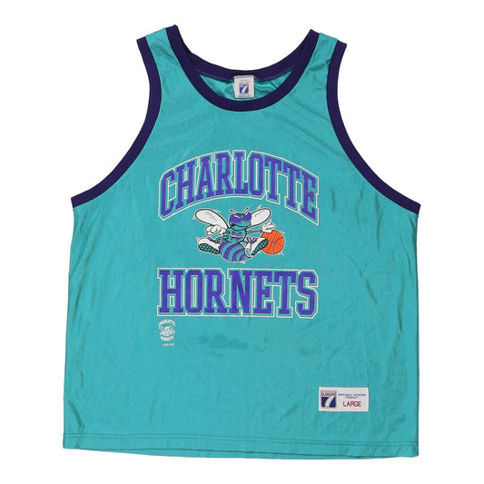 Vintage teal Made in USA Charlotte Hornets Logo 7 Jersey - mens large