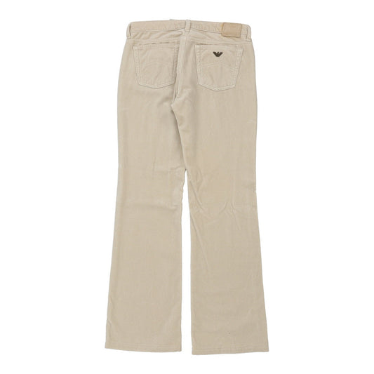 Vintage Armani Jeans Flared Trousers - 31W UK 10 Beige Cotton
