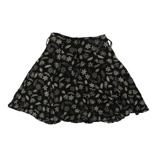Vintage Vb Floral Skirt - 28W UK 8 Black Viscose